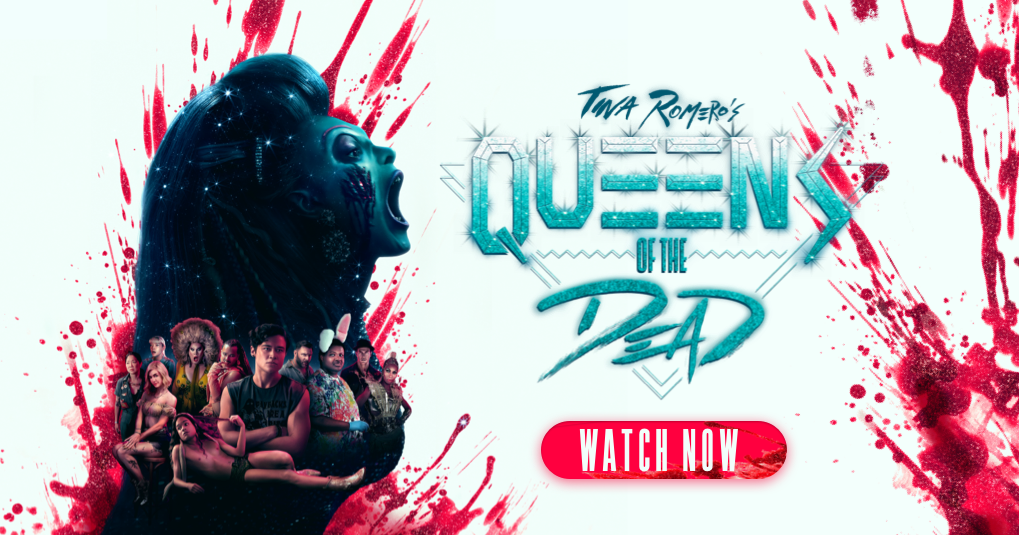 Key art for Queens of the Dead (2025), a horror-comedy set at a Brooklyn drag party that descends into a zombie apocalypse.